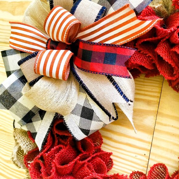 Red & Burlap Front Door Wreath - Picture 5 of 5